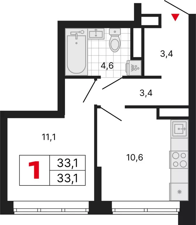 1-комнатная квартира: Москва, ЖК Бестселлер (33.1 м) - Фото 1
