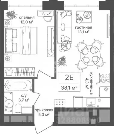 1-к кв. Москва Михалковская ул., 48к7 (38.1 м) - Фото 1