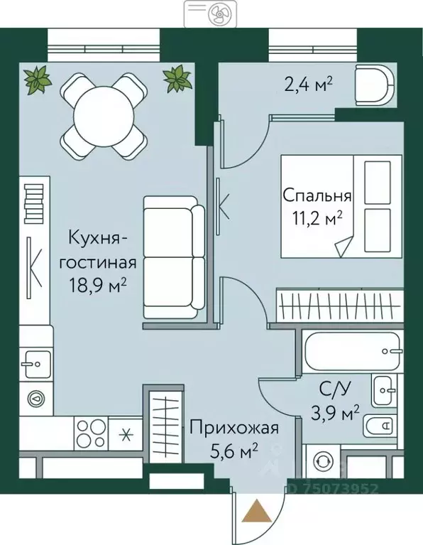 1-к кв. Волгоградская область, Волгоград Новосибирская ул., 74с1 (42.0 ... - Фото 0