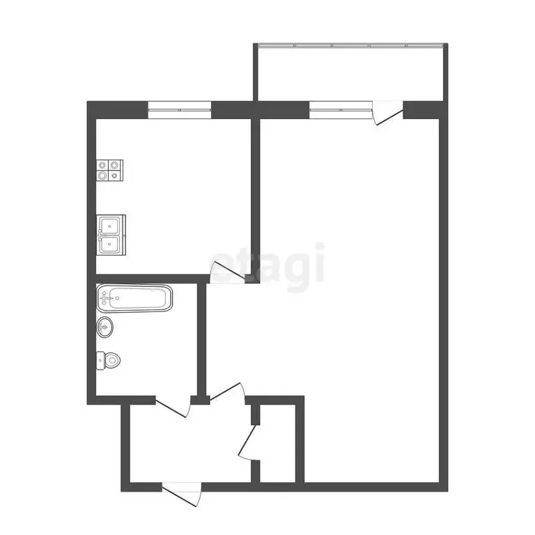1-комнатная квартира: Тюмень, Харьковская улица, 56 (28.3 м) - Фото 0