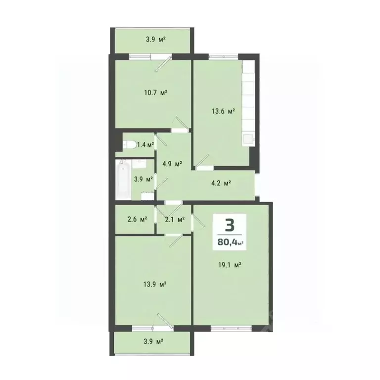 3-к кв. Омская область, Омск Заозерный мкр, ул. Сергея Тюленина, 4 ... - Фото 1