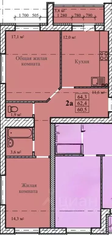 2-к кв. Тамбовская область, Тамбов Телецентр мкр,  (64.3 м) - Фото 2