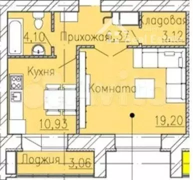 1-к. квартира, 44,5 м, 13/14 эт. - Фото 0