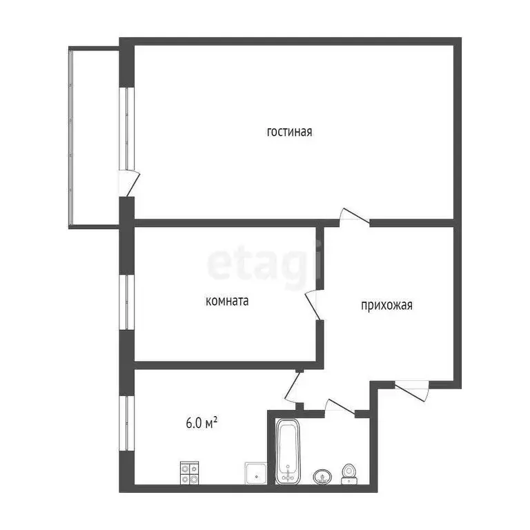 2-комнатная квартира: Омск, проспект Мира, 96А (41.2 м) - Фото 1