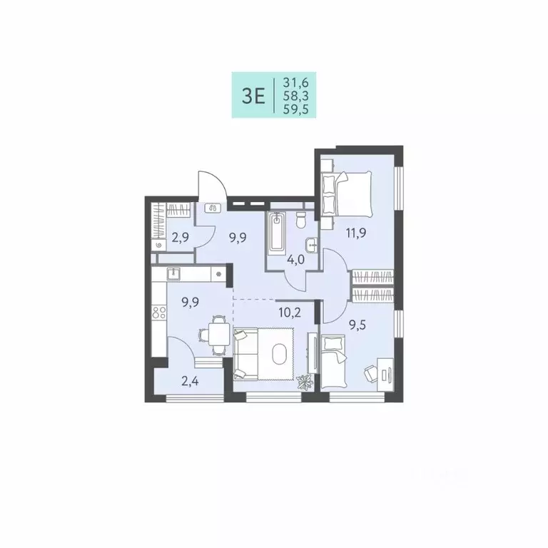 3-к кв. Пермский край, Пермь ул. Левченко, 8 (59.5 м) - Фото 1