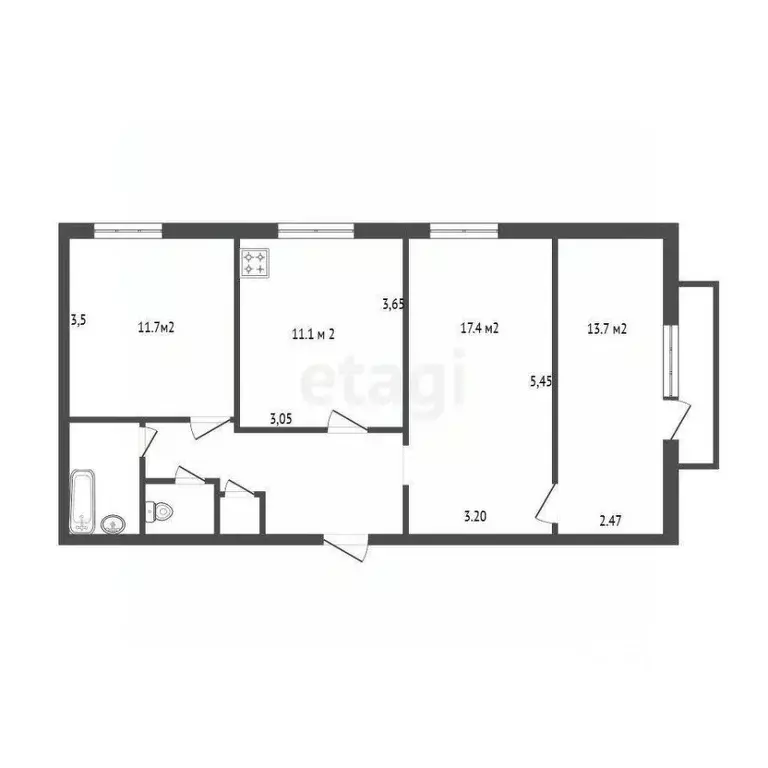 3-к кв. Белгородская область, Белгород Привольная ул., 25 (65.0 м) - Фото 1