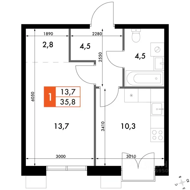 1-к кв. Приморский край, Владивосток Флагман жилой комплекс (35.8 м) - Фото 1