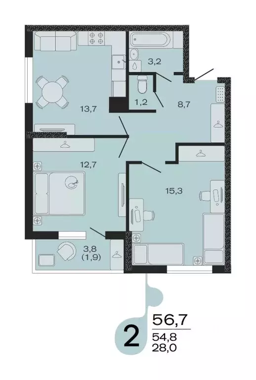 2-к кв. Краснодарский край, Новокубанск Капланово мкр, Эво жилой ... - Фото 1