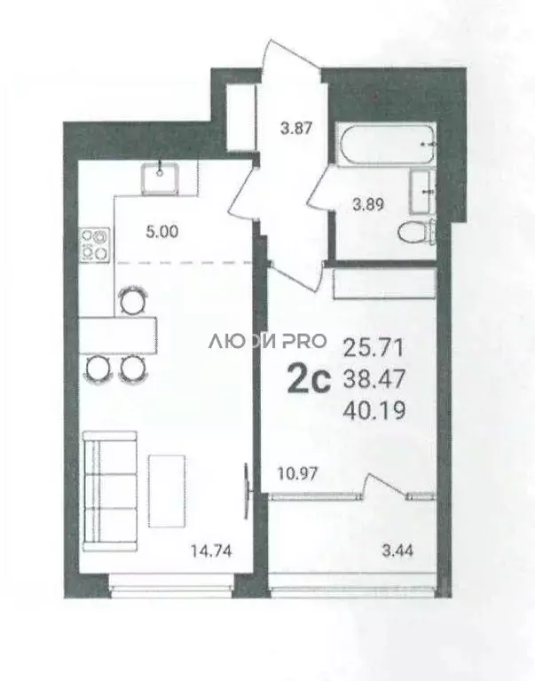 2-к кв. Башкортостан, Уфа ул. Сагита Агиша, 19 (39.6 м) - Фото 2