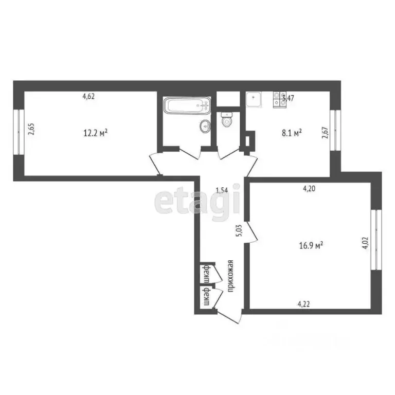 2-к кв. Москва ул. Исаковского, 33К2 (51.8 м) - Фото 2