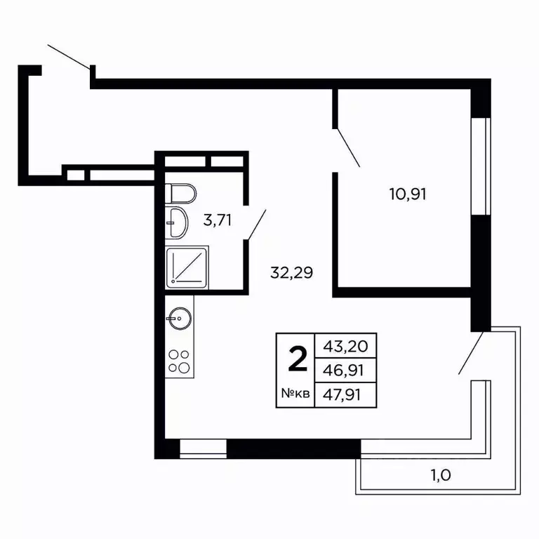 Студия Смоленская область, Смоленск проезд Маршала Конева, 32 (49.09 ... - Фото 1