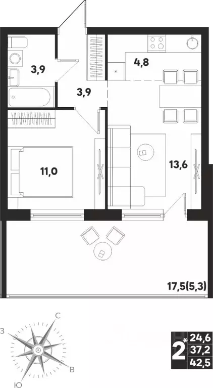 Студия Пермский край, д. Кондратово ул. Парфенова, 5 (42.5 м) - Фото 0