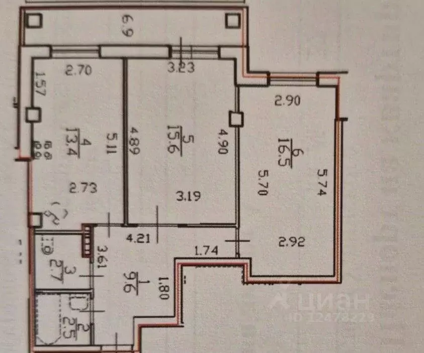 2-к кв. Санкт-Петербург ул. Ушинского, 33к3 (60.3 м) - Фото 1