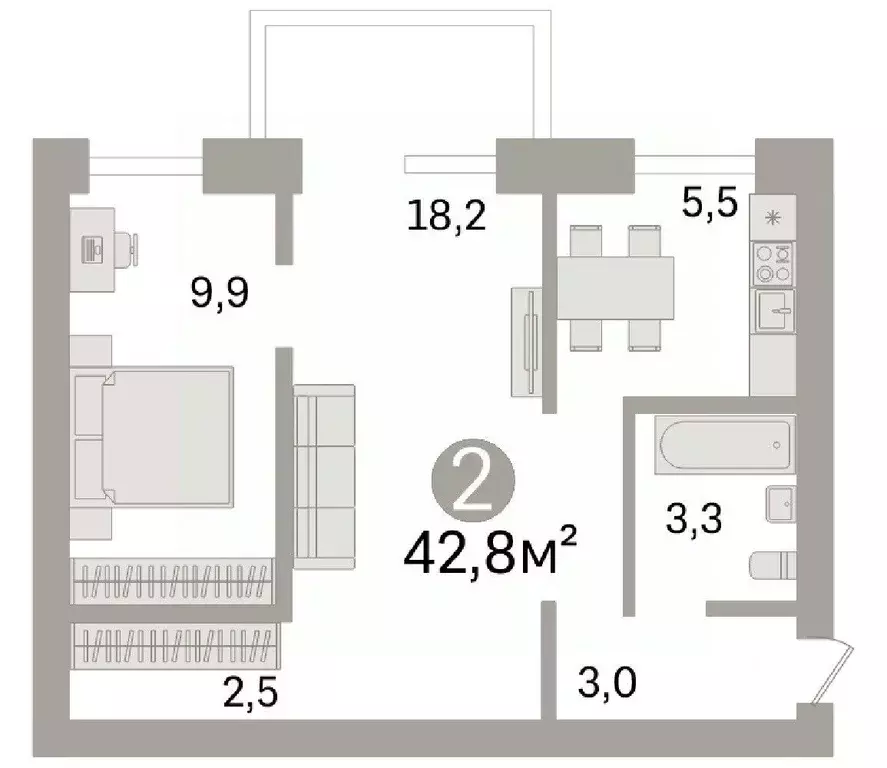 2-к кв. Ивановская область, Иваново ул. Благова, 42 (42.8 м) - Фото 1