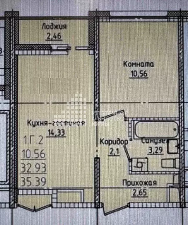 1-к кв. Ханты-Мансийский АО, Ханты-Мансийск ул. Дзержинского, 33 (35.4 ... - Фото 0