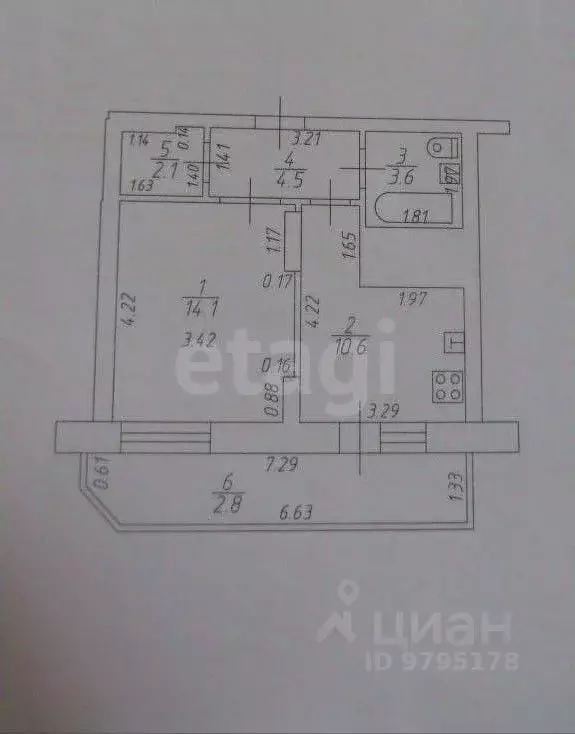 1-к кв. Татарстан, Казань ул. Чингиза Айтматова, 1 (35.7 м) - Фото 0