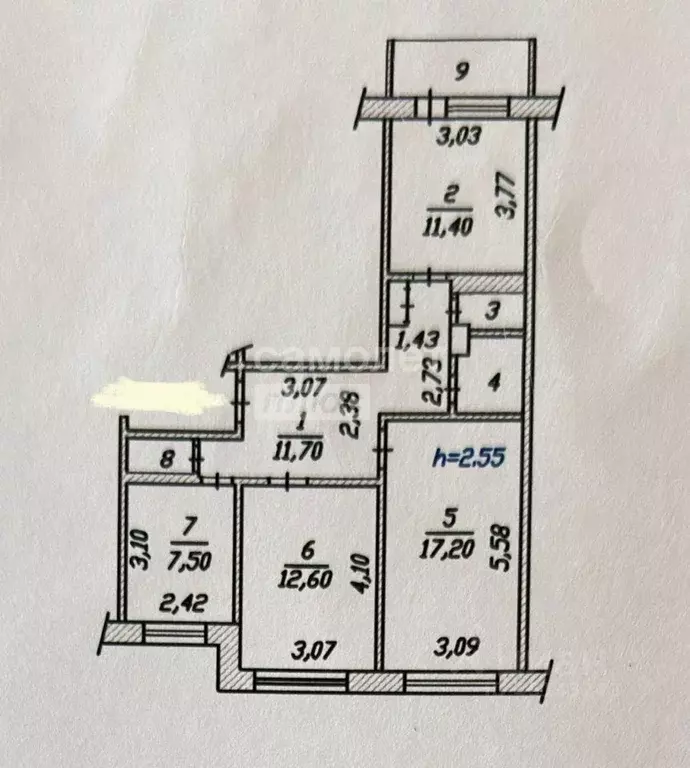 3-к кв. Чувашия, Чебоксары Юго-Западный бул., 10 (65.0 м) - Фото 1