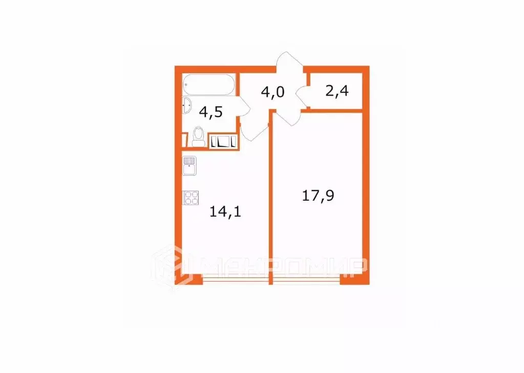 1-к кв. Санкт-Петербург ул. Парфеновская, 9к1 (42.9 м) - Фото 2