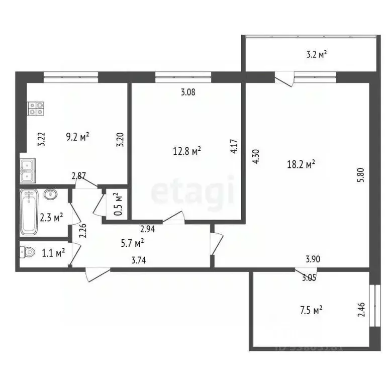 3-к кв. Ростовская область, Ростов-на-Дону Ворошиловский просп., 58 ... - Фото 1