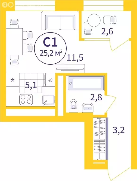 Квартира-студия: Екатеринбург, улица 22-го Партсъезда, 5 (23.84 м) - Фото 0