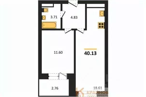 1-к кв. Воронежская область, Воронеж Транспортная ул., 58 (40.13 м) - Фото 0