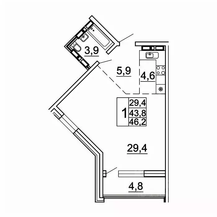 1-к кв. Приморский край, Владивосток Лесная ул., 1В/1 (46.2 м) - Фото 1