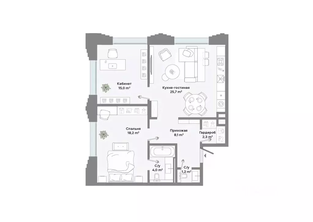 2-к кв. Москва Ленинский просп., 2 (74.5 м) - Фото 2