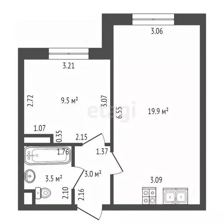 1-к кв. Санкт-Петербург Петергофское ш., 84к19 (35.9 м) - Фото 1