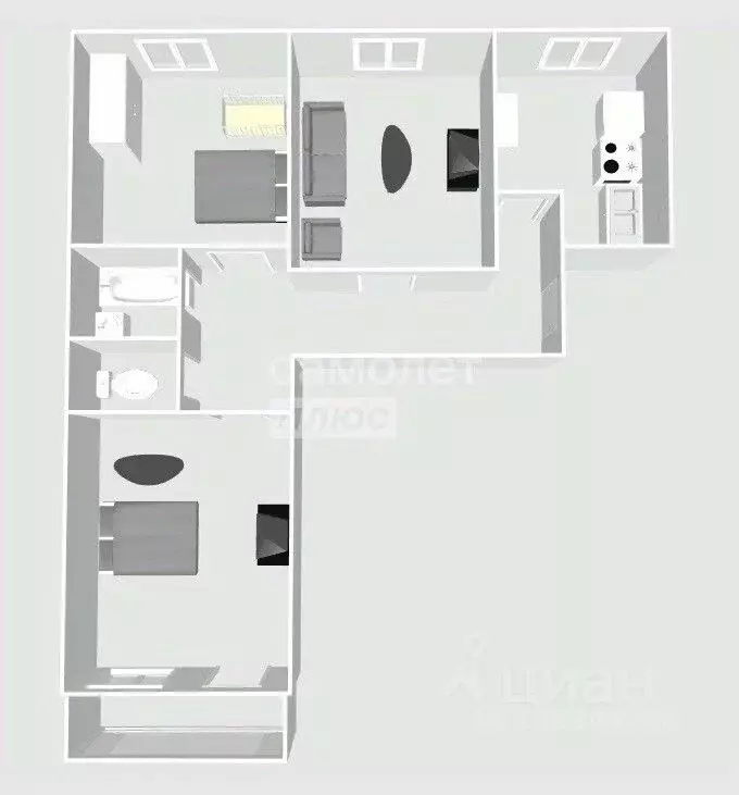 3-к кв. Тульская область, Тула ул. Федора Смирнова, 5 (64.8 м) - Фото 2
