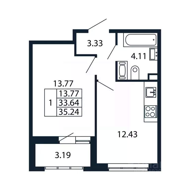 1-к кв. Санкт-Петербург аллея Арцеуловская, 7к2 (34.6 м) - Фото 0