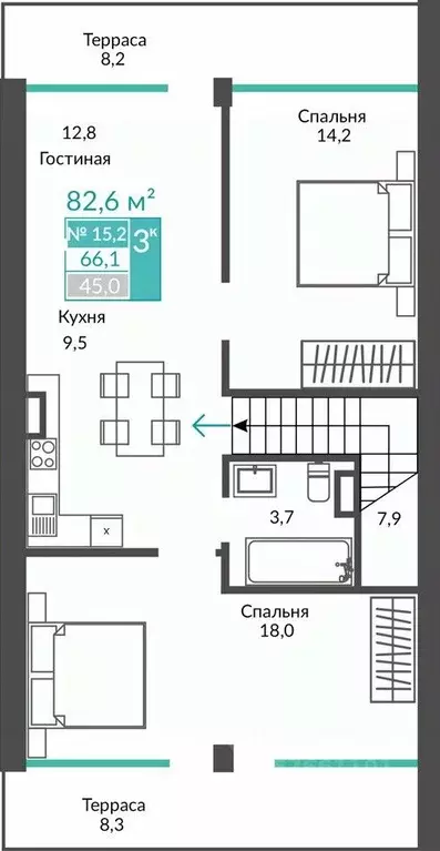 3-к кв. Крым, Алушта муниципальный округ, с. Виноградное  (82.6 м) - Фото 0