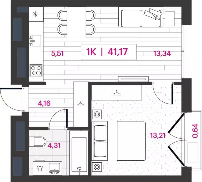 1-к кв. Омская область, Омск ул. Пушкина, 77 (41.17 м) - Фото 1