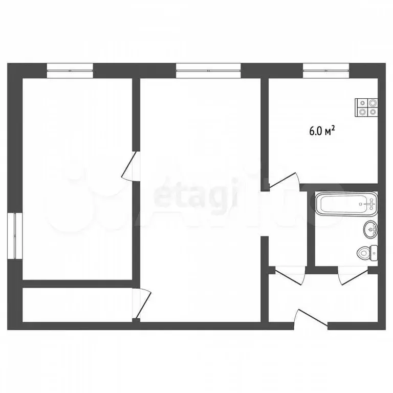 2-к. квартира, 40,5 м, 1/4 эт. - Фото 0