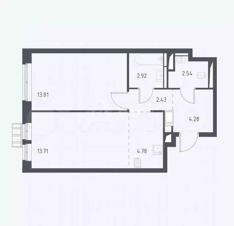 2-к. квартира, 44,5 м, 10/17 эт. - Фото 0