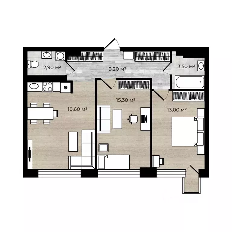 2-к кв. Ярославская область, Ярославский муниципальный округ, пос. ... - Фото 1