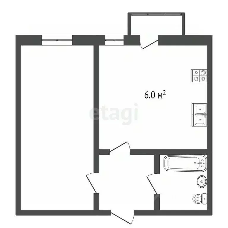 1-к кв. Калужская область, Боровск ул. Петра Шувалова, 24 (29.0 м) - Фото 2