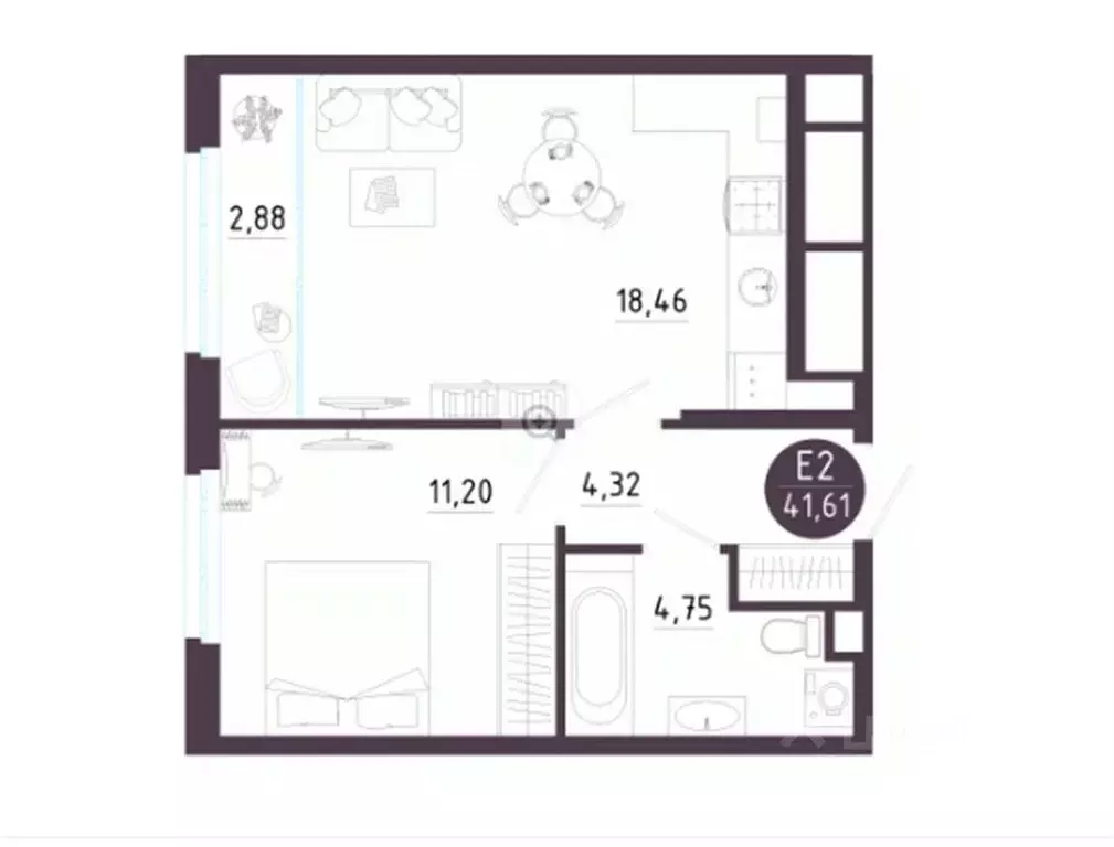 1-к кв. Рязанская область, Рязань Московское ш. (41.61 м) - Фото 1