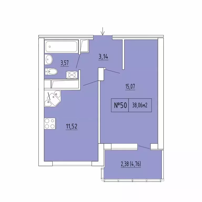 1-комнатная квартира: Феодосия, ЖК Гриновский (35.68 м) - Фото 1