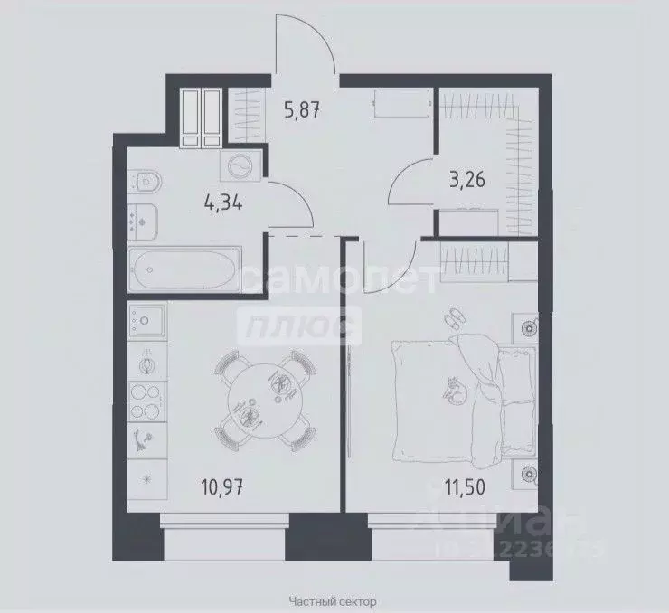 1-к кв. Москва № 2 кв-л, 5с4к1 (35.4 м) - Фото 2