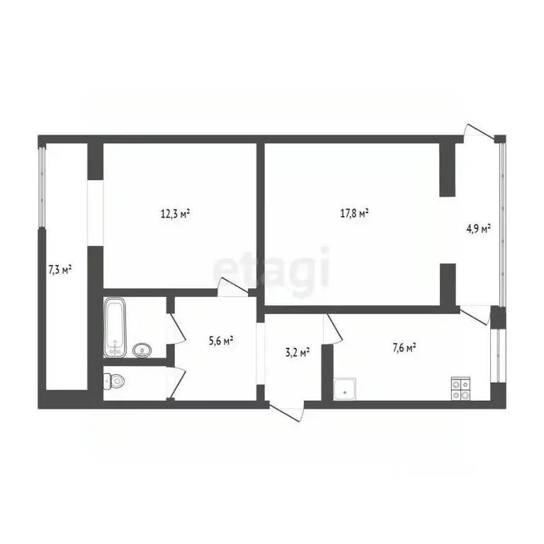 2-к кв. Севастополь ул. Генерала Мельника, 15 (62.2 м) - Фото 2
