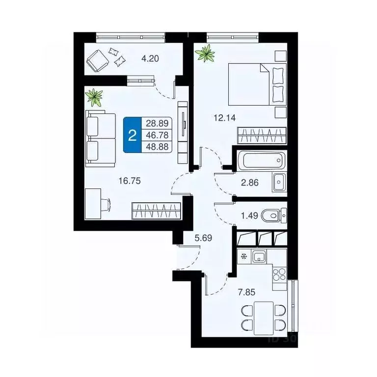 2-к кв. Московская область, Химки Планерная мкр, 11 (48.0 м) - Фото 0