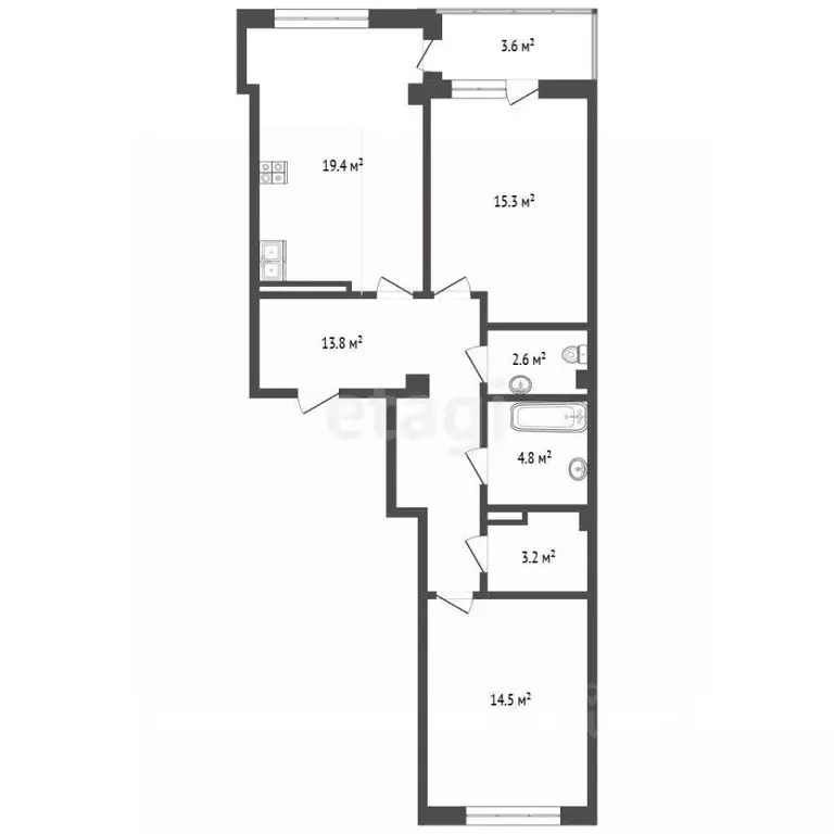 2-к кв. Севастополь ул. Степаняна, 2Б (74.0 м) - Фото 2