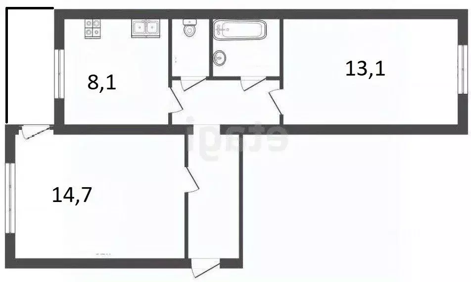 2-к кв. Санкт-Петербург пос. Понтонный, Южная ул., 1 (48.6 м) - Фото 2