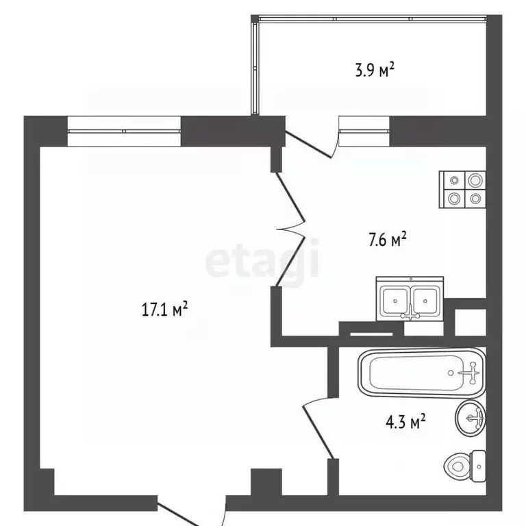 1-к кв. Крым, Феодосия ш. Симферопольское, 48к1 (29.8 м) - Фото 2