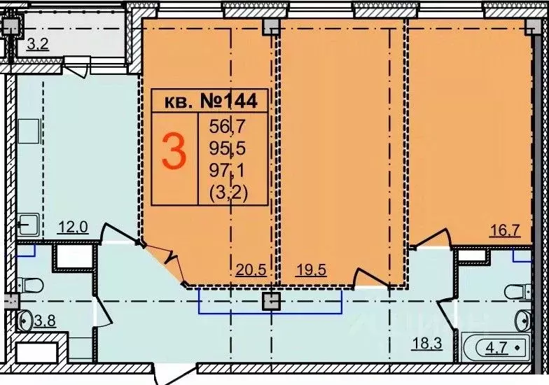 3-к кв. нижегородская область, нижний новгород артельная ул, 15к1 . - Фото 0