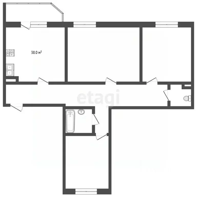 3-к кв. Тамбовская область, Тамбов ул. Агапкина, 25А (90.9 м) - Фото 2