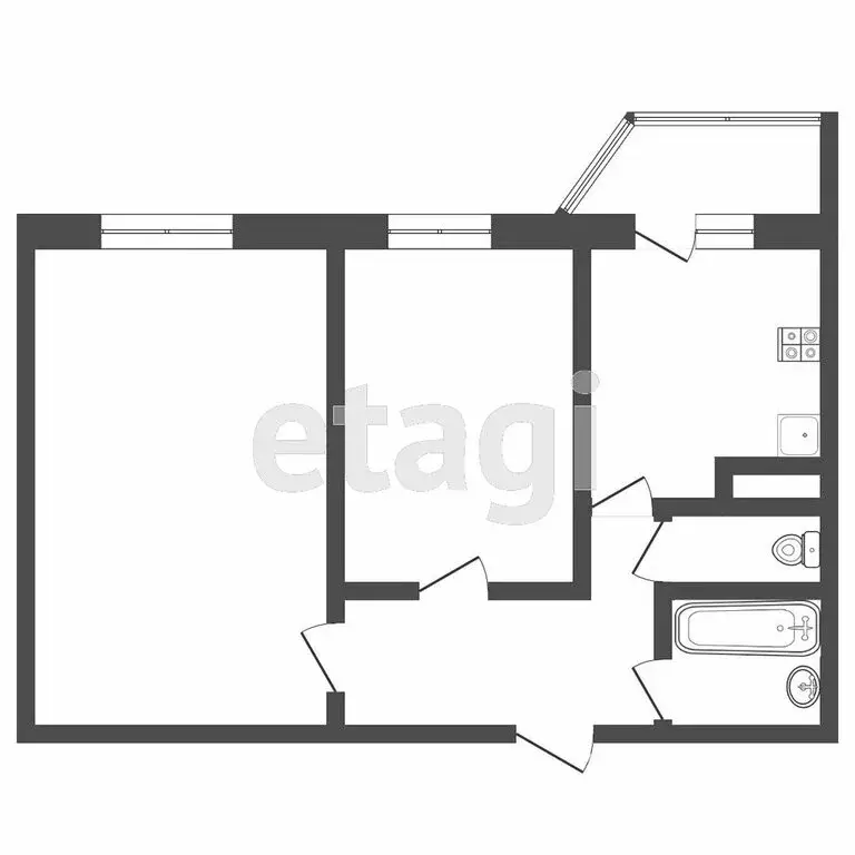 2-комнатная квартира: Тюмень, улица Михаила Сперанского, 25 (43.9 м) - Фото 1