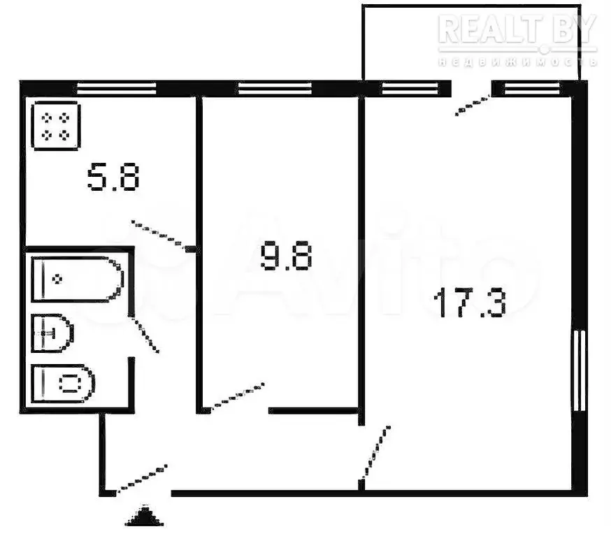 2-к. квартира, 44 м, 4/5 эт. - Фото 0