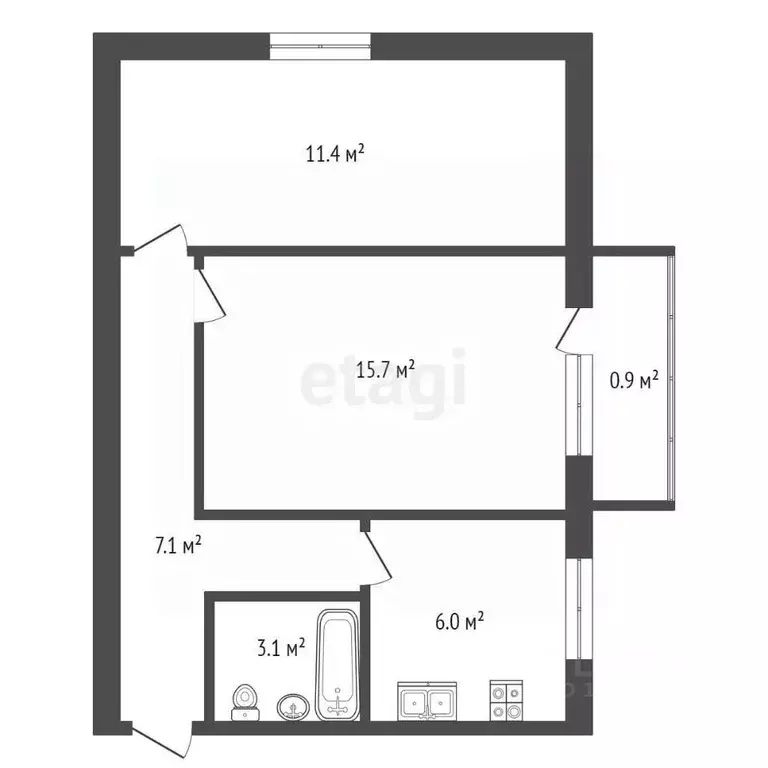 2-к кв. Крым, Феодосия ул. Победы, 15 (43.4 м) - Фото 2