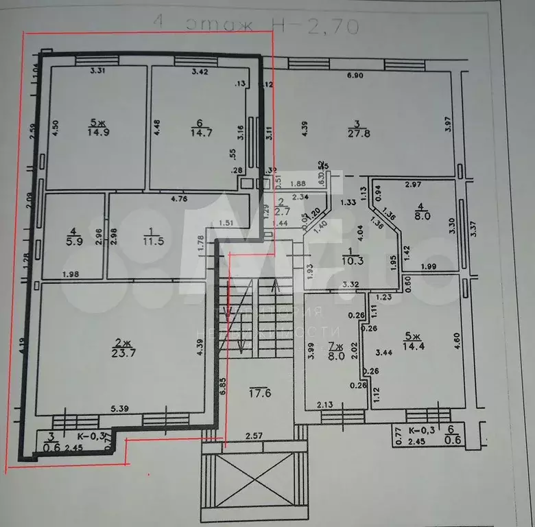 2-к. квартира, 71,6 м, 4/7 эт. - Фото 0